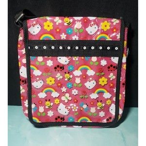 Hello Kitty Sanrio Girls Crossbody Messenger Bag Pink Rainbow GUC Strap